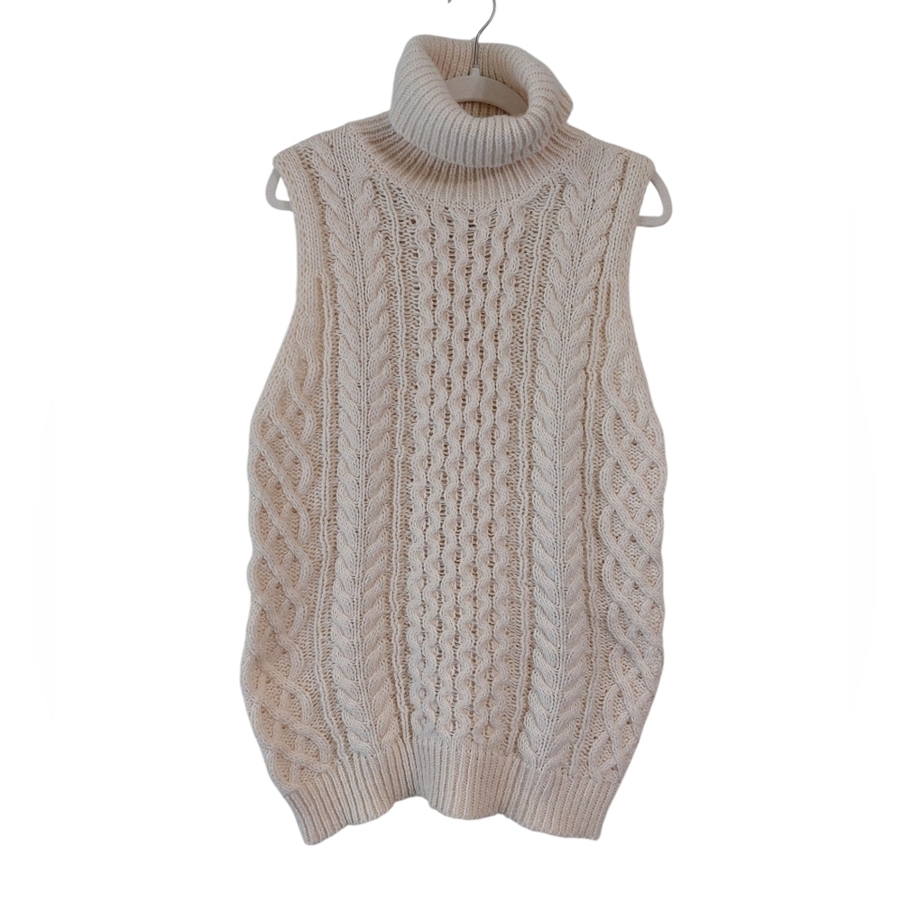 ePretty Cream Cable Knit Turtleneck Sweater Vest